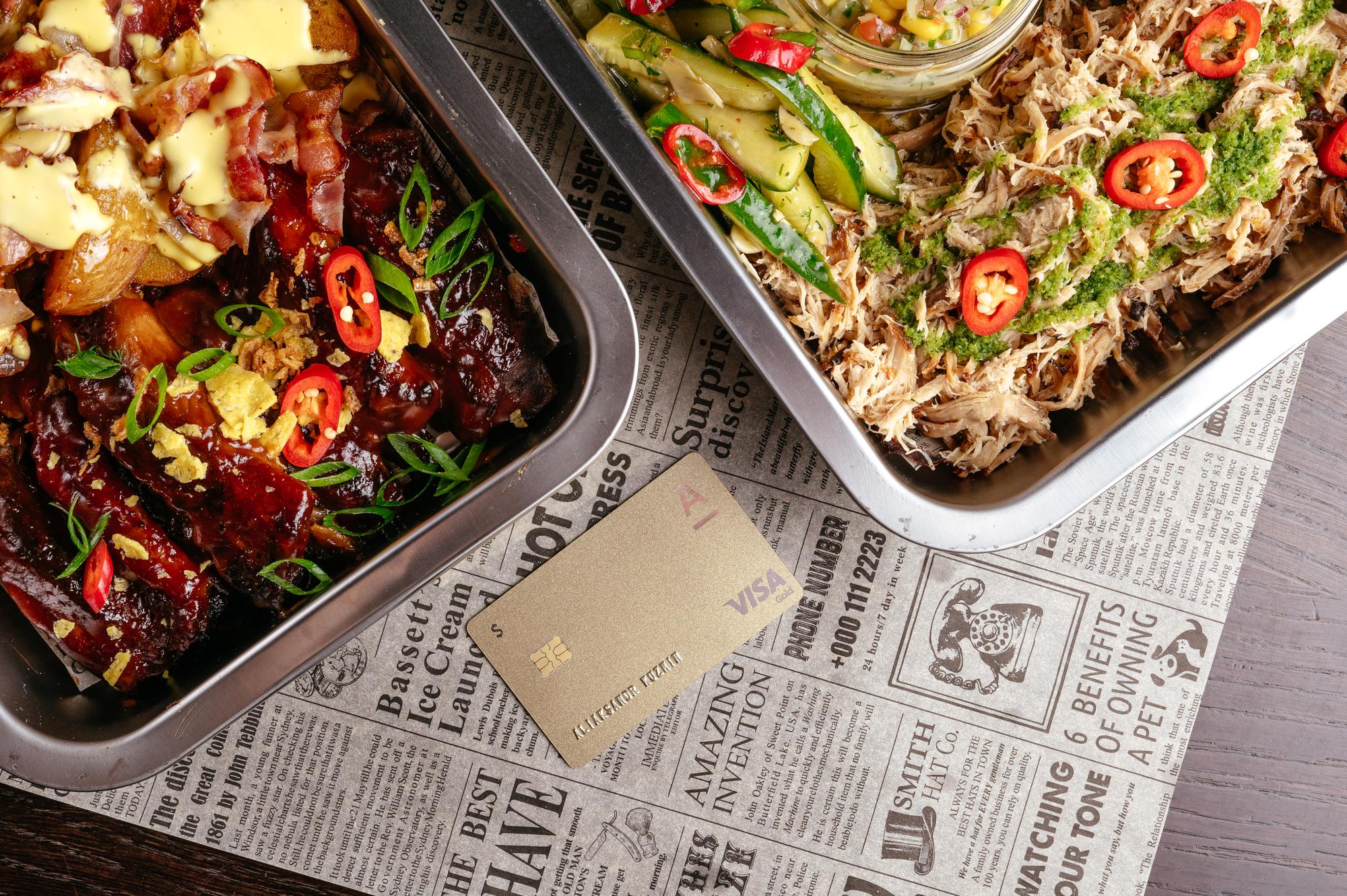 Meal kit boxes lined on a countertop with labels