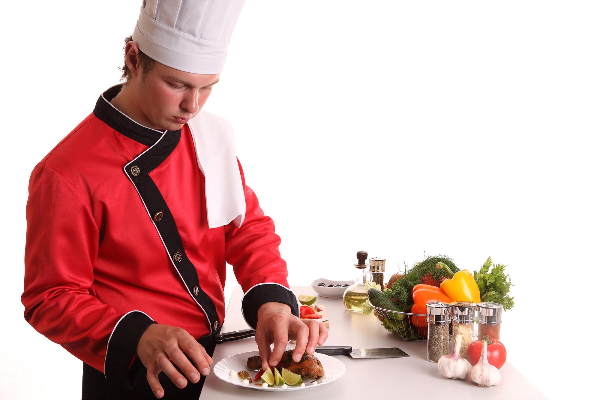 Chef demonstrating quick sear in workshop setting